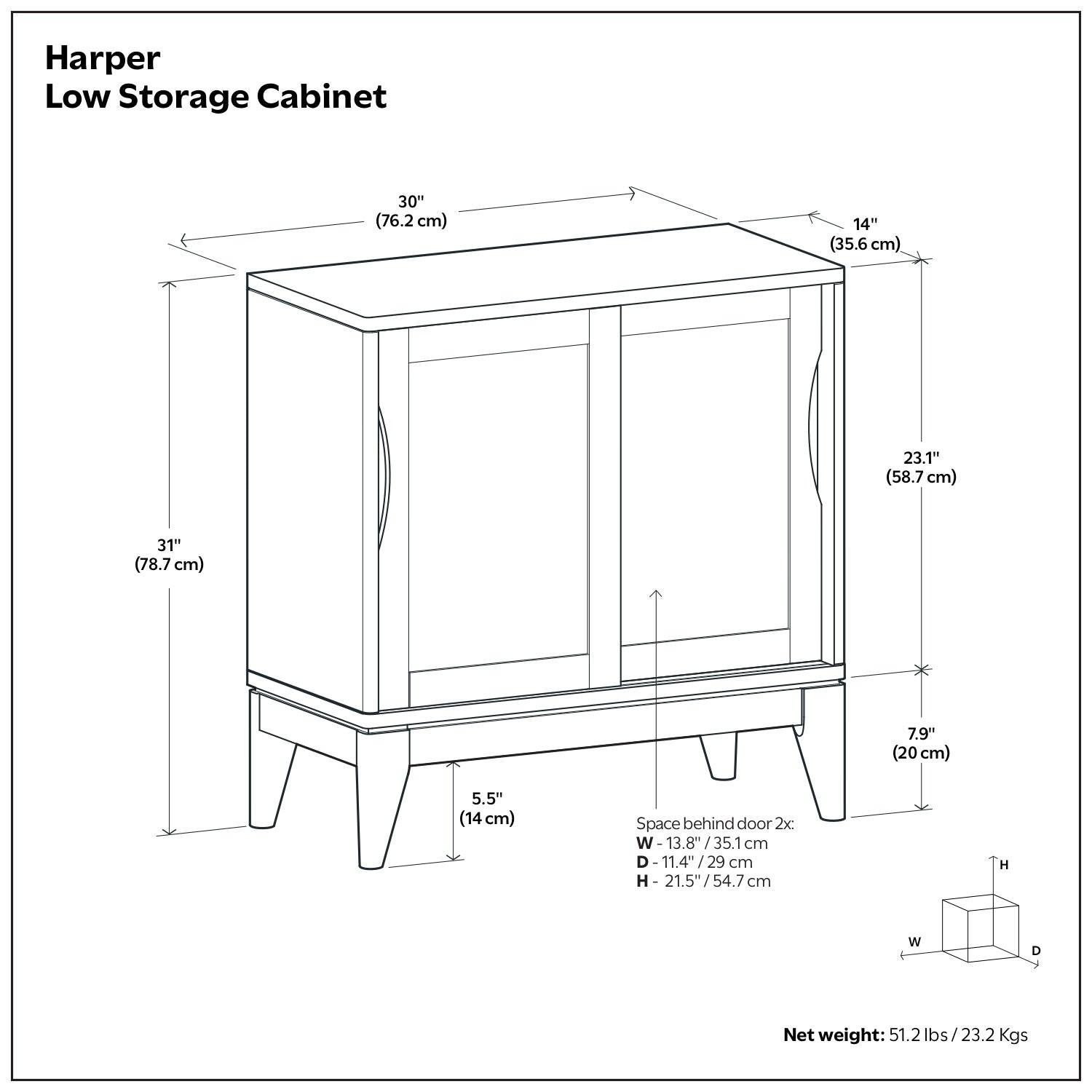 Harper Low Storage Cabinet for Organized Living Spaces.