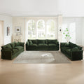 Oversized 3-Piece Green Chenille Sofa Set for Large Living Rooms