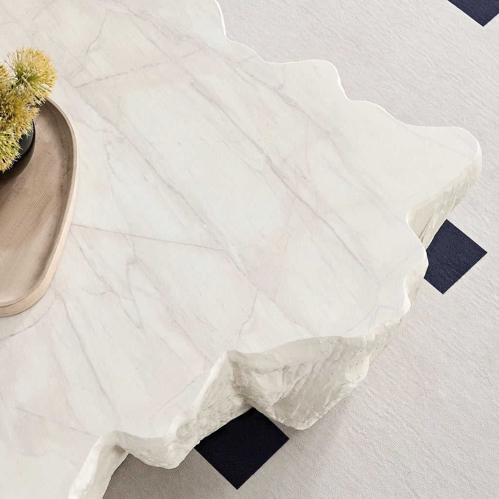 Sturdy Unique Shape Coffee Table - Beige Fiberglass Design.