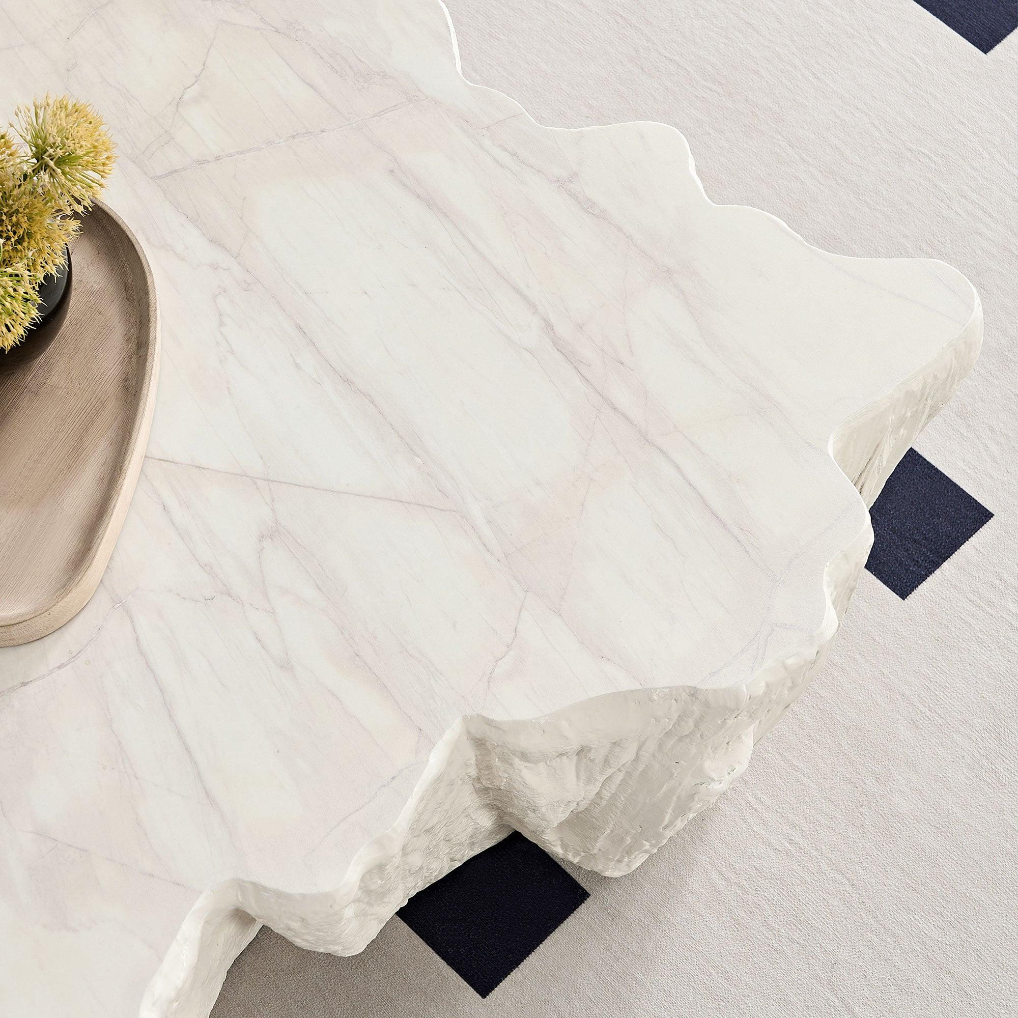 Sturdy Unique Shape Coffee Table - Beige Fiberglass Design.