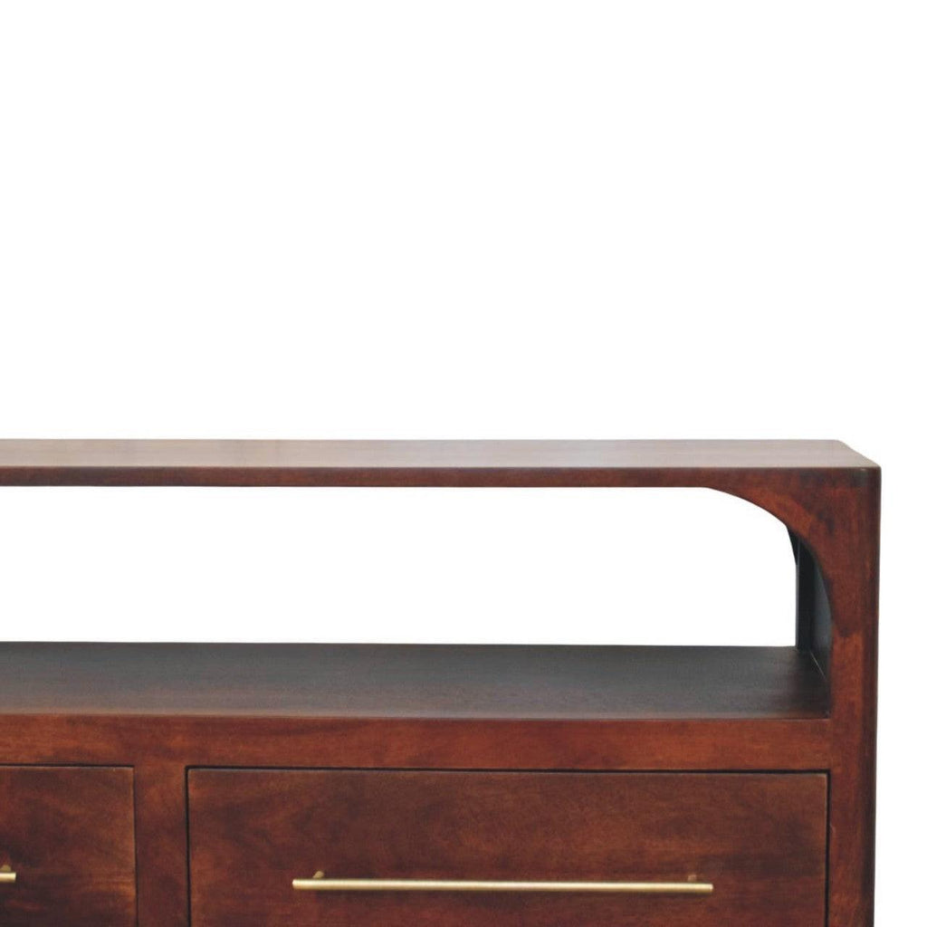 Solid Wood Arched Edge Media Unit.