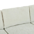Backrest cushions of the U-shaped sectional sofa with ottoman, emphasizing plush comfort and modular design.
