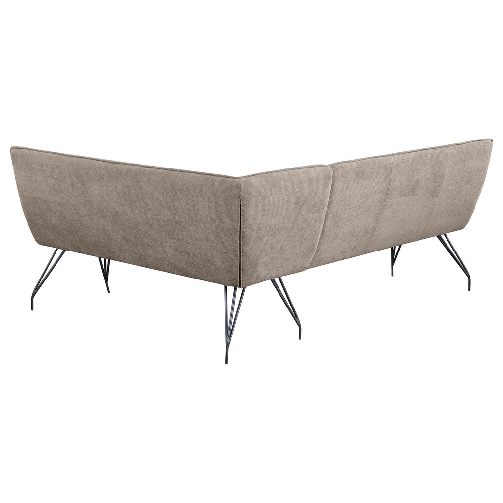 Taupe Upholstered L-Shaped Dining Bench.