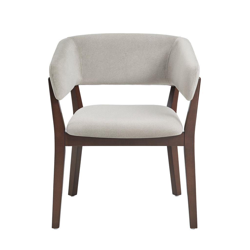 Blake Wood Faux Mohair Armchair in Greige