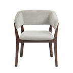 Blake Wood Faux Mohair Armchair in Greige