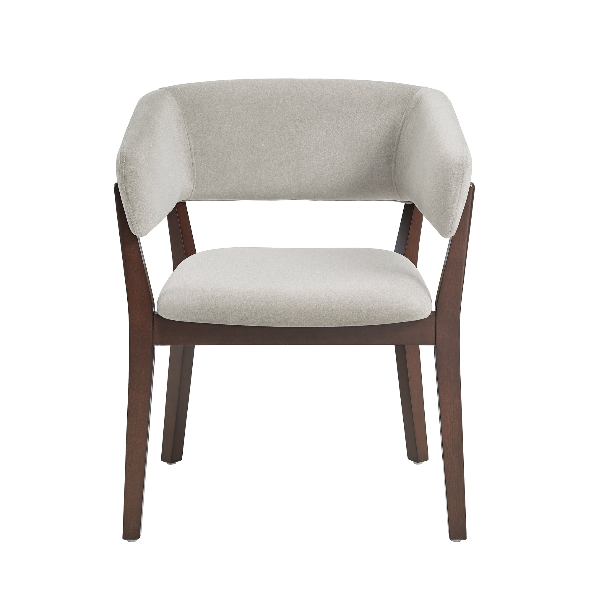 Blake Wood Faux Mohair Armchair in Greige