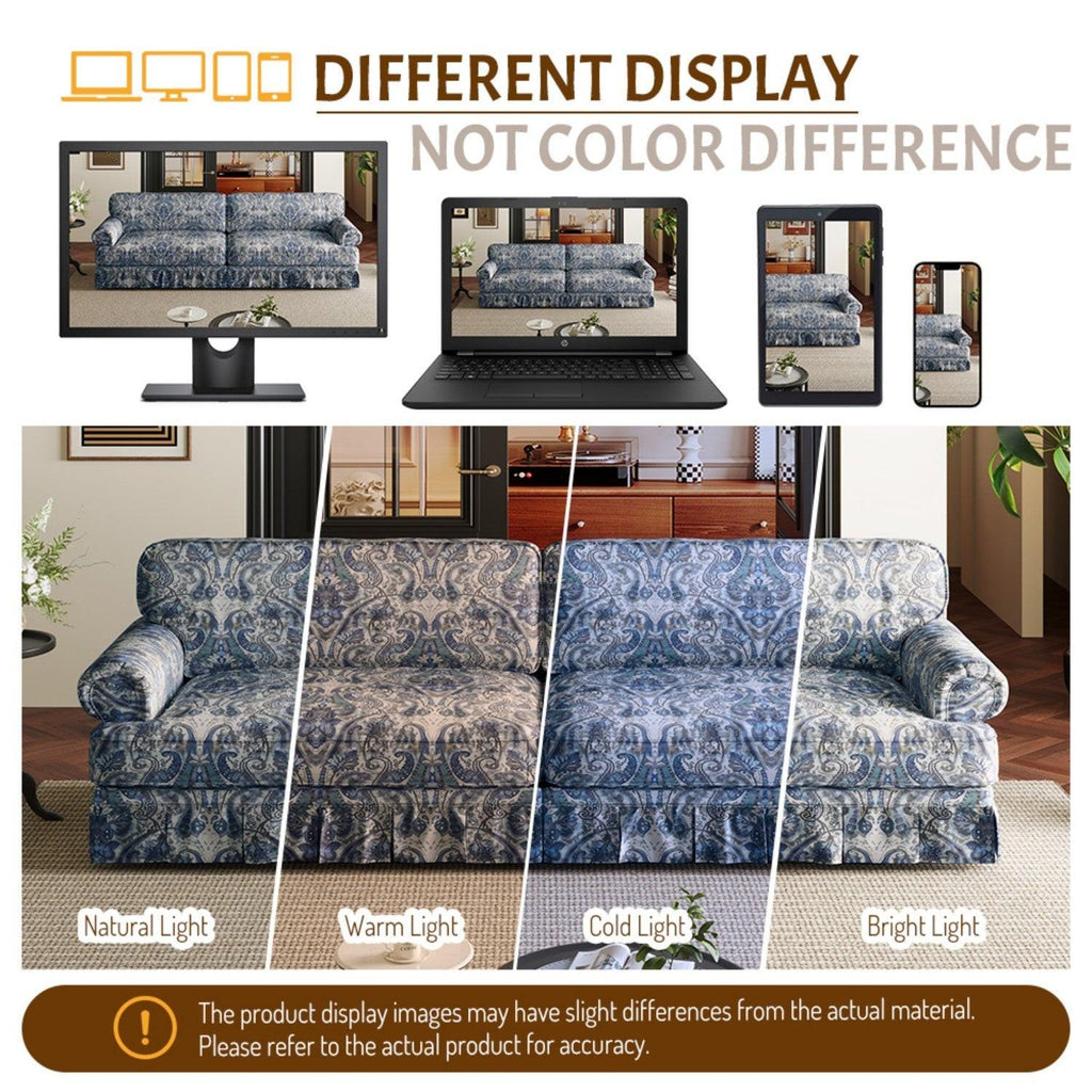 Luxuriously Comfortable Cloud Couch Blue Floral Sofa.