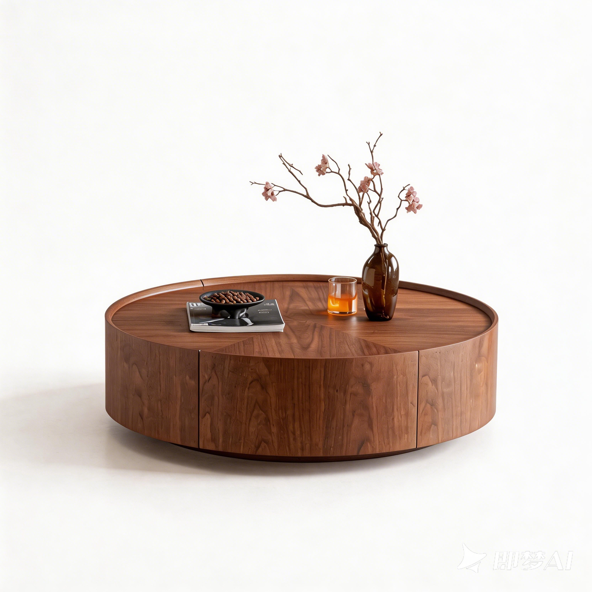 39.3-Inch Walnut Coffee Table for Living Room.