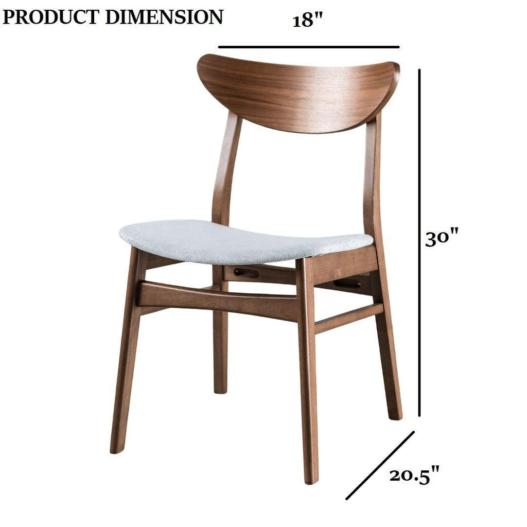 Mid-Century Modern Side Chair Set in Walnut and Light Gray.