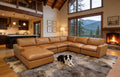 Ginger Leather Match 7-Seat L-Shaped Modular Sectional Sofa