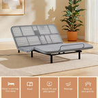 Caron Adjustable Wingback Bed Bundle Set - Queen Size.