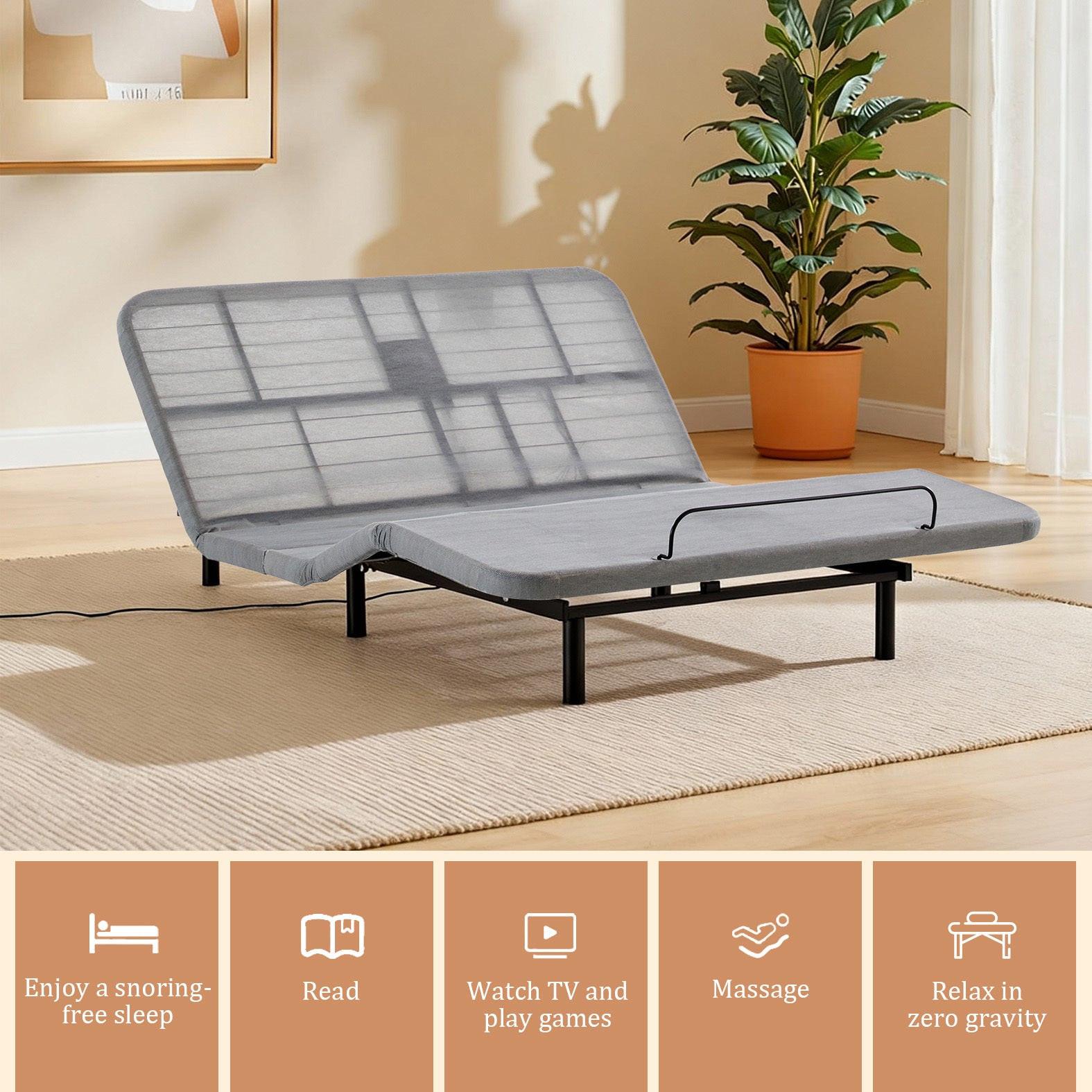 Caron Adjustable Wingback Bed Bundle Set - Queen Size.