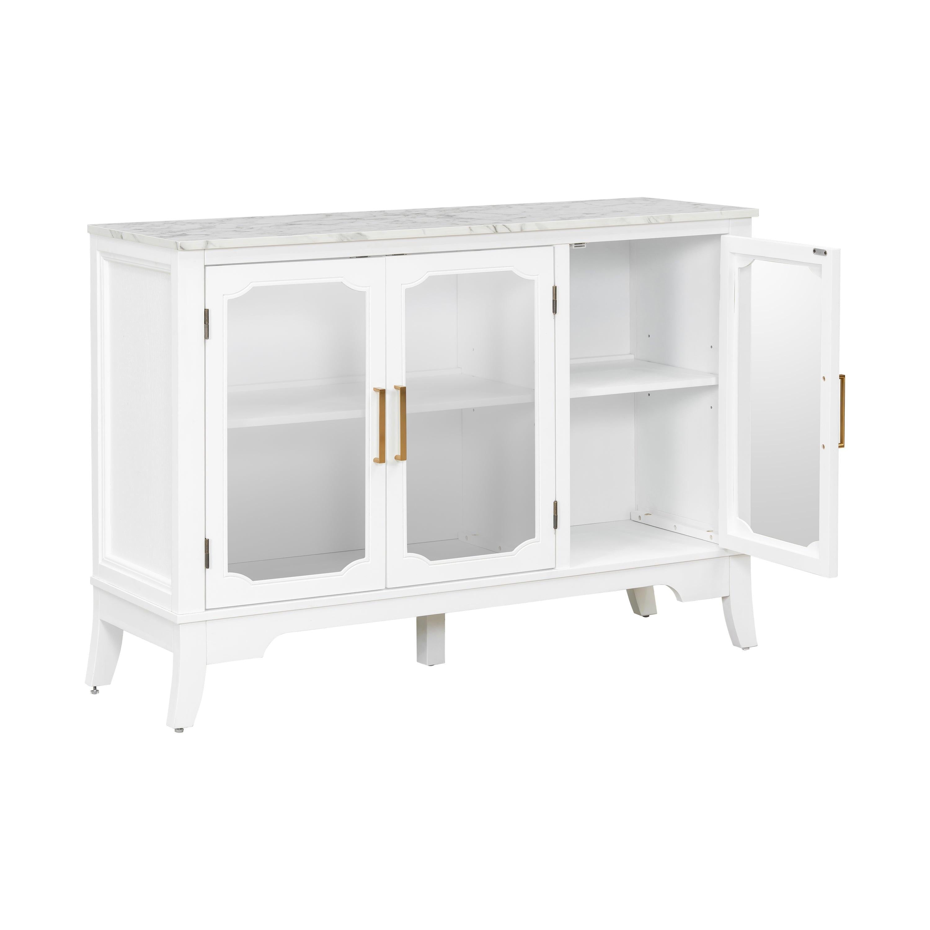 Storage Cabinet for Entrance - Large White Cabinet with 3 Doors.