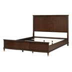 Queen Size Dark Cherry Bed Frame with Gold-Capped Legs.