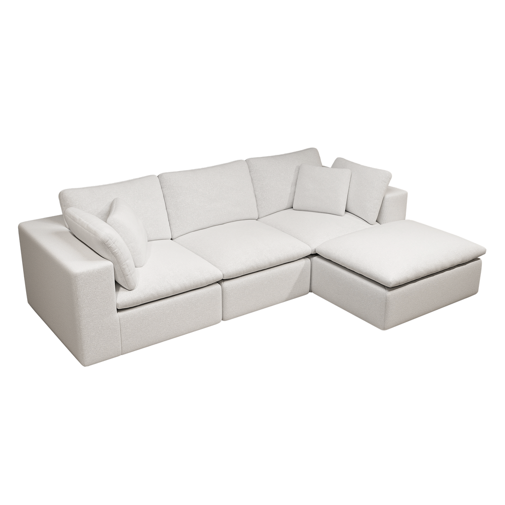 Modular Sectional Sofa - White Plush Corduroy.