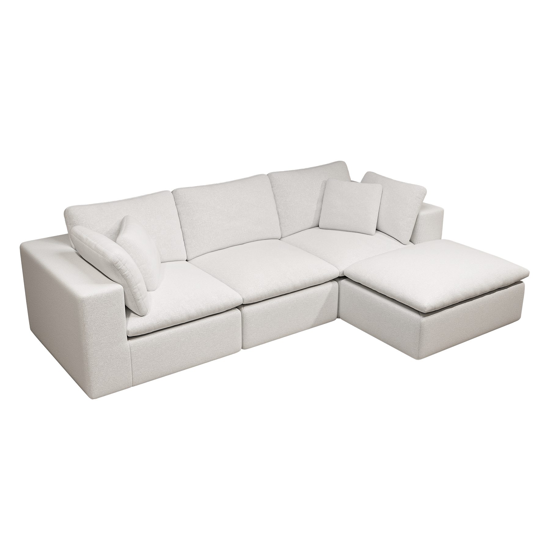 Modular Sectional Sofa - White Plush Corduroy.