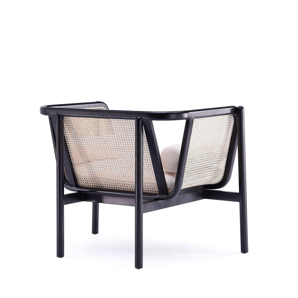 Versailles Cane Wood Accent Armchair in Cream.