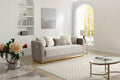 Lexington 91-Inch Light Beige Velvet 3-Seater Sofa with Gold Trim