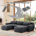 No assembly required for Modular Sofa Dark Grey. Easy 3-step setup with compressed packaging for convenience.