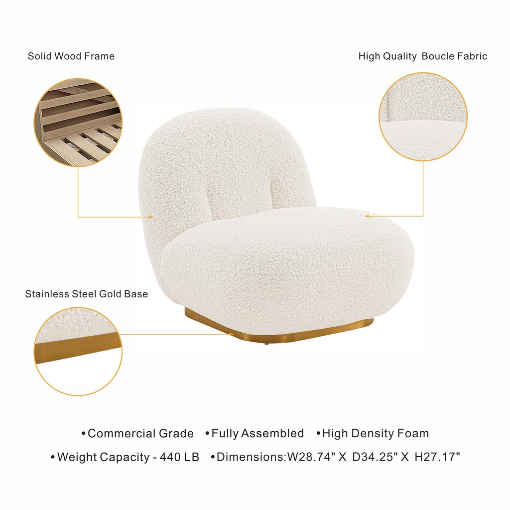 Edina Boucle Lounge Chair in White
