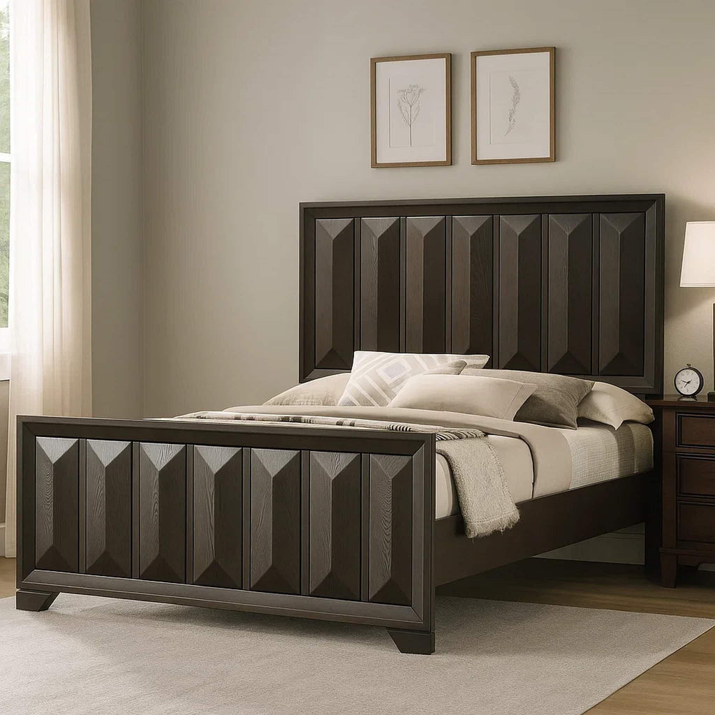 Eastern King Size Bed Panel Headboard with Vertical Design.