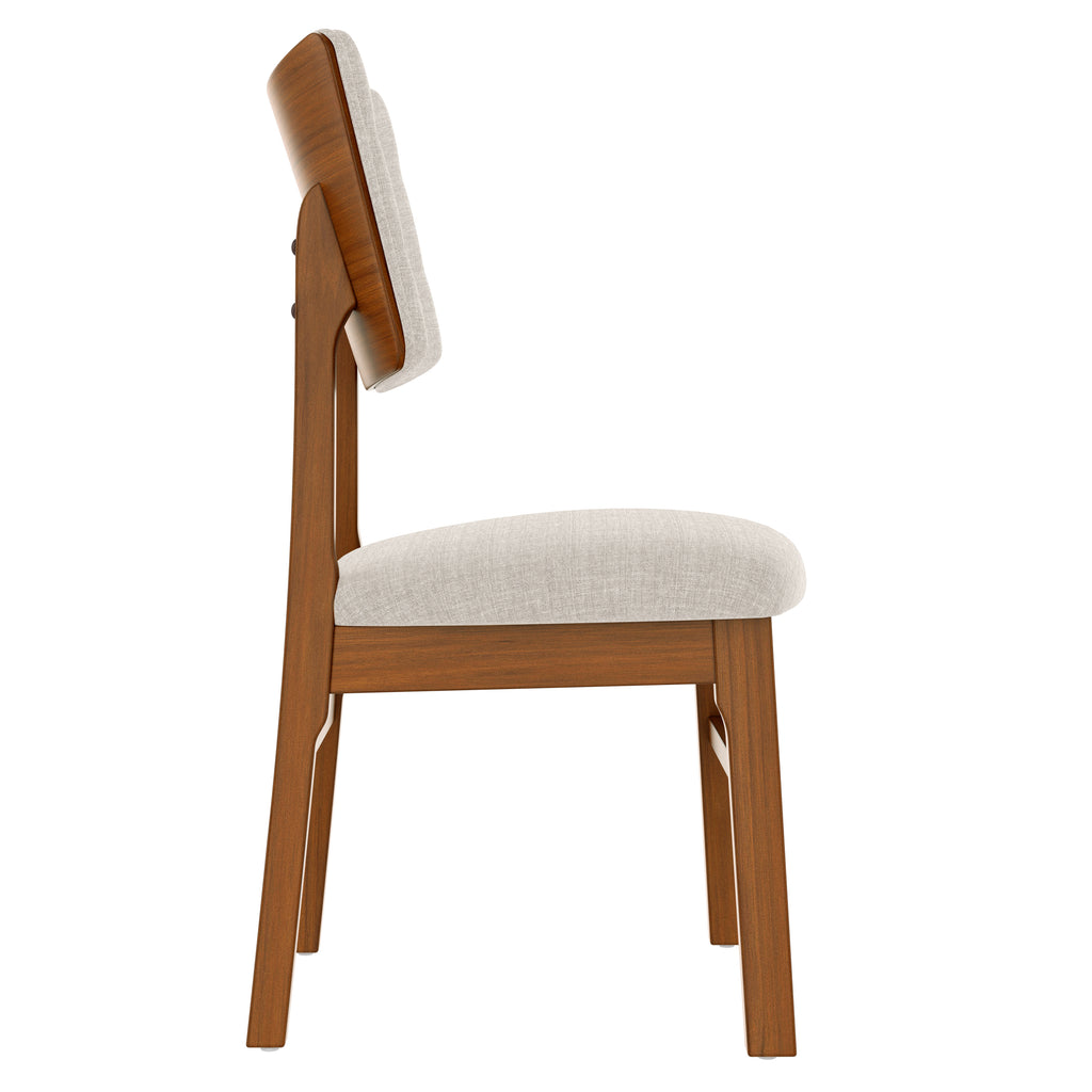 Side profile of a Mid-Century Modern Dining Chair showing ergonomic back support and cushioned seat.