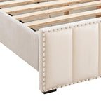 Beige Full Size Bed Set with Nightstands for Bedroom.