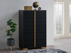 6 Drawer Black Wood Chest with Gold Accents - 50 Inch Height