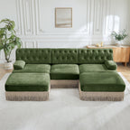 Modular Velvet Chesterfield Sofa with Tassel Skirt.