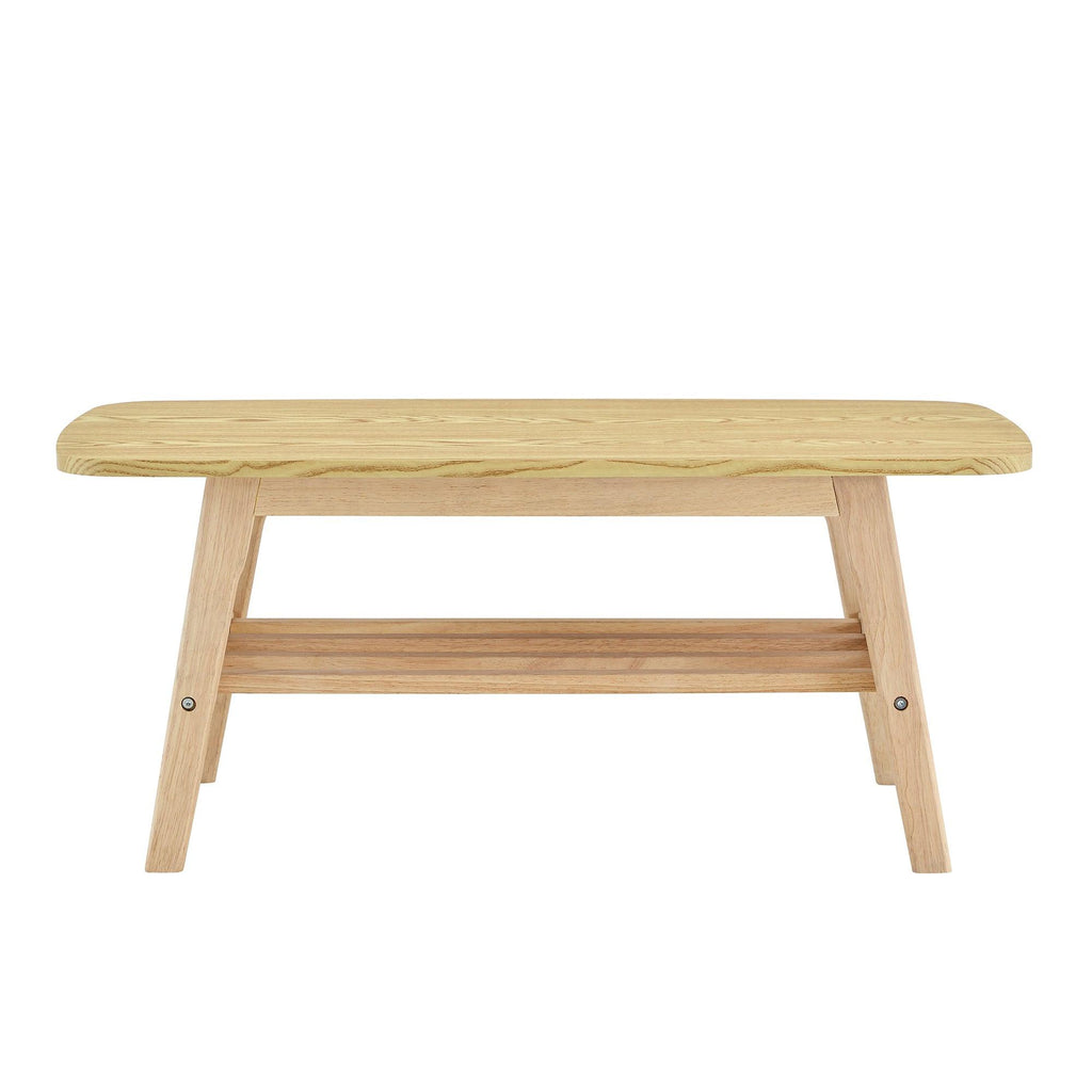 39 Inch Solid Wood Coffee Table with Double Layer Storage.