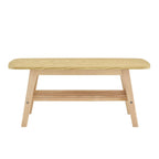 39 Inch Solid Wood Coffee Table with Double Layer Storage.