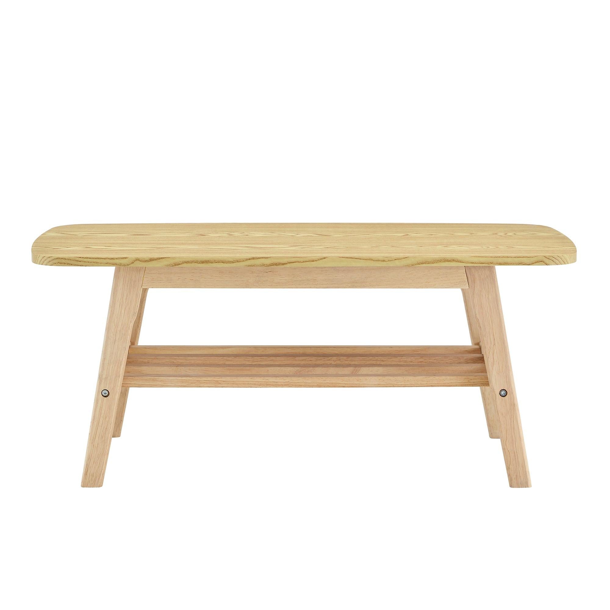39 Inch Solid Wood Coffee Table with Double Layer Storage.
