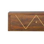 Solid wood Floating Chestnut Brass Bedside.