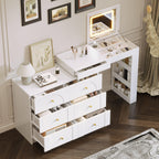 Vanity Desk with Mirror and Lights - Flip-Top Makeup Table.