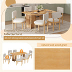 TREXM Farmhouse Wood Dining Table Set for 6 with Chairs.