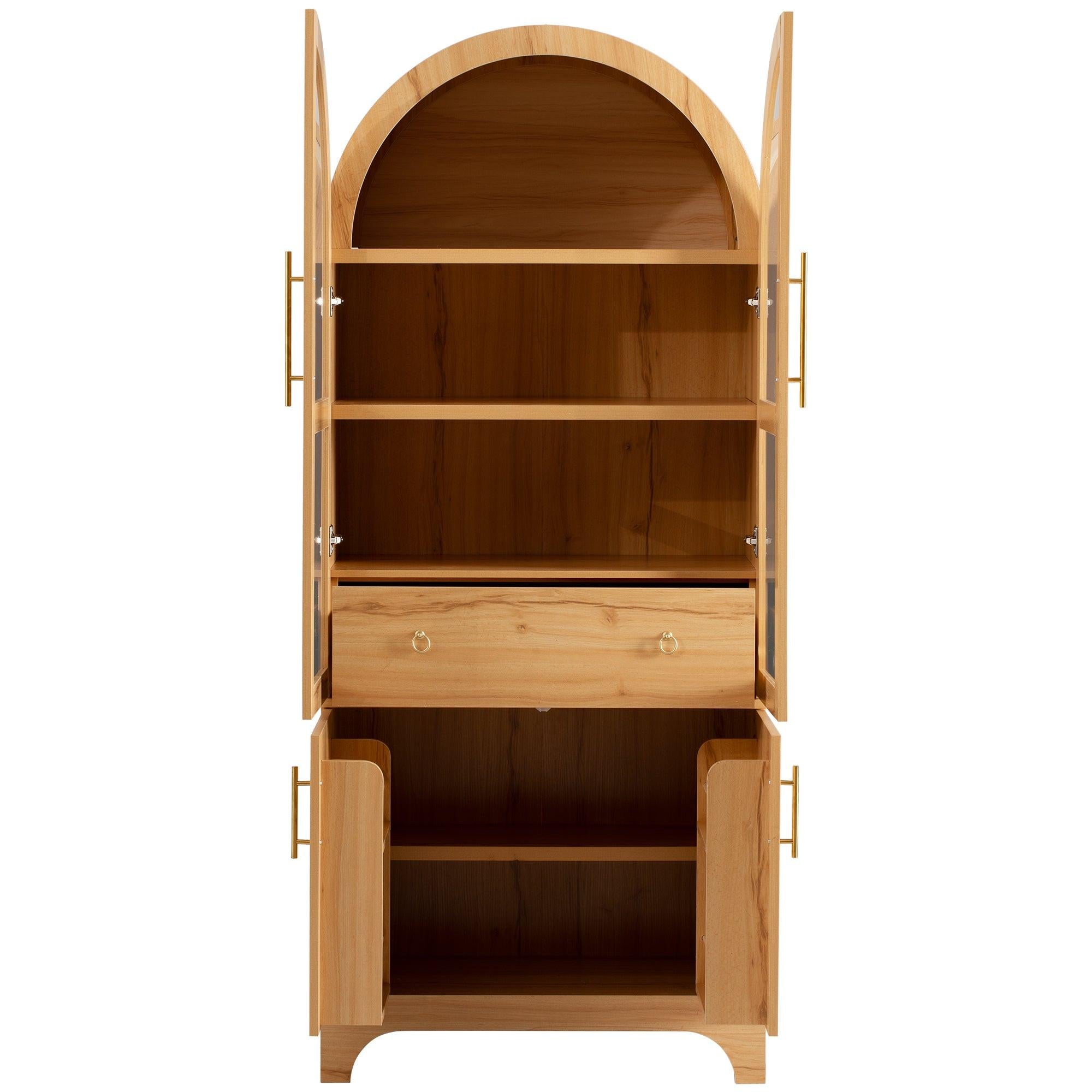 K&K Arched Kitchen Pantry Cabinet for Storage & Organization.
