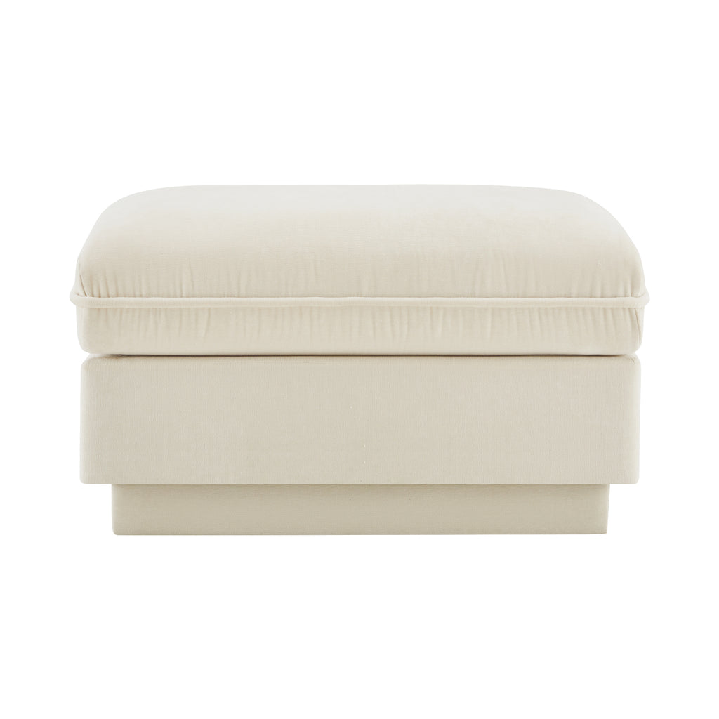 Celena Cream Beige Chenille Rectangular Ottoman - 33 Inch