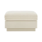 Celena Cream Beige Chenille Rectangular Ottoman - 33 Inch