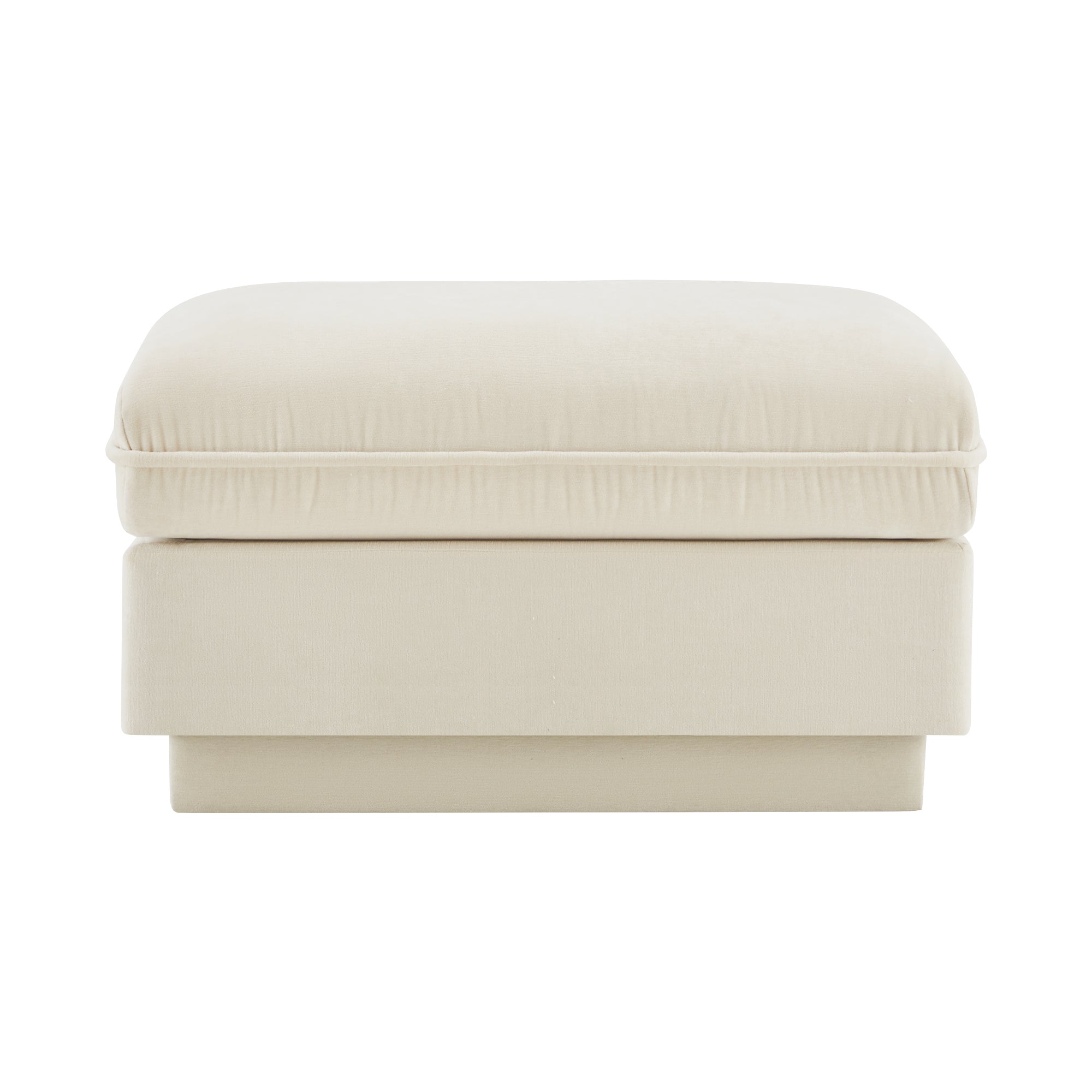 Celena Cream Beige Chenille Rectangular Ottoman - 33 Inch