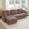 105-Inch Oversize Chenille L-Shaped Sofa in Rose Dust with Ottoman