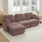 105-Inch Oversize Chenille L-Shaped Sofa in Rose Dust with Ottoman