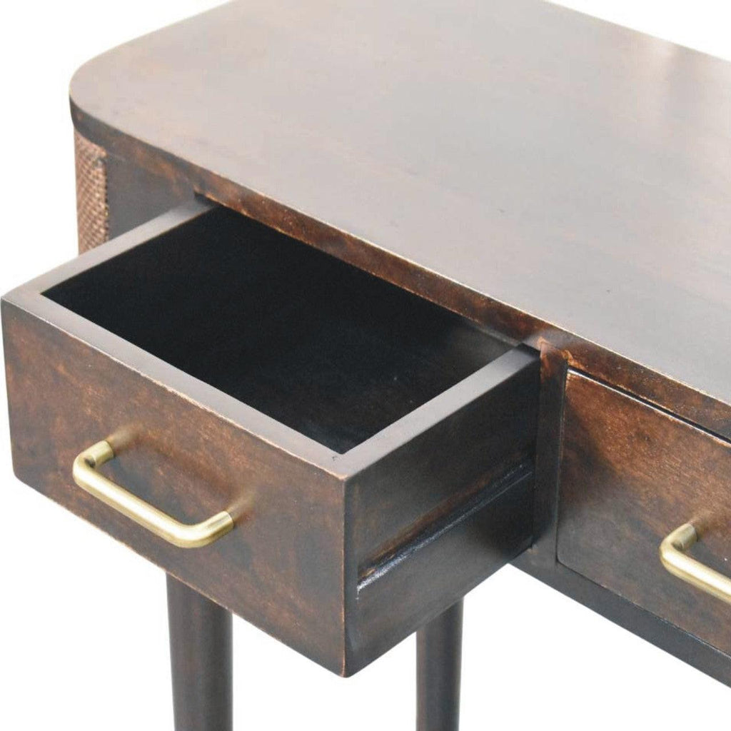 Solid Wood Belmont Console Table,Brown,2-Drawers.