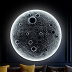 32-Inch Realistic Resin Moon Wall Light – Plug-In Dimmable LED Moon Sconce with Remote Control, 30 W Main & 10 W Night Light, Meteorite Crater Texture, 1.75″ Thick Wall-Mounted Décor for Home & Commer.