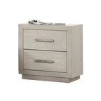 3pc King Size Bed Set with LED Nightstands - Light Grey.