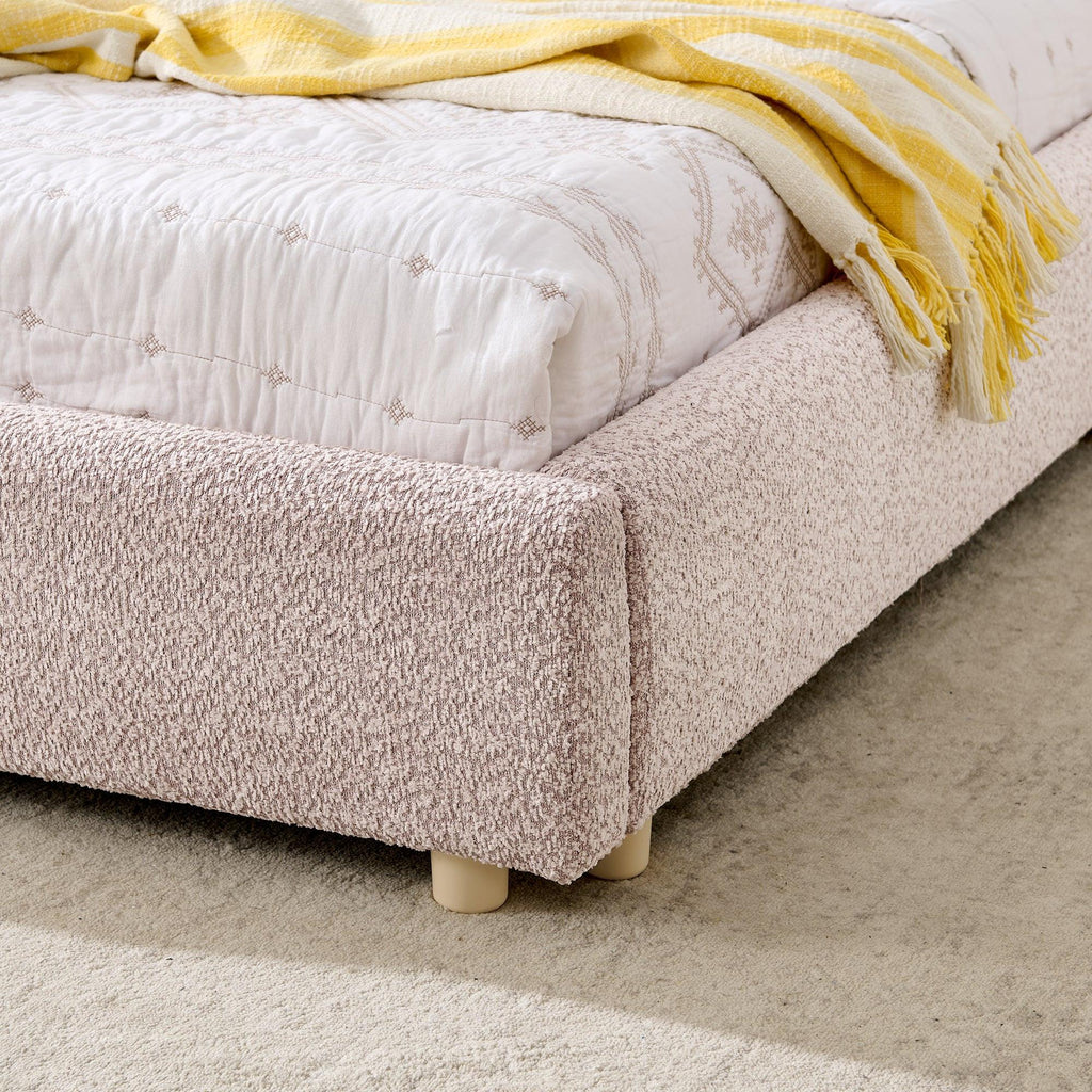 Queen Size Upholstered Bed Frame with Curved Headboard.