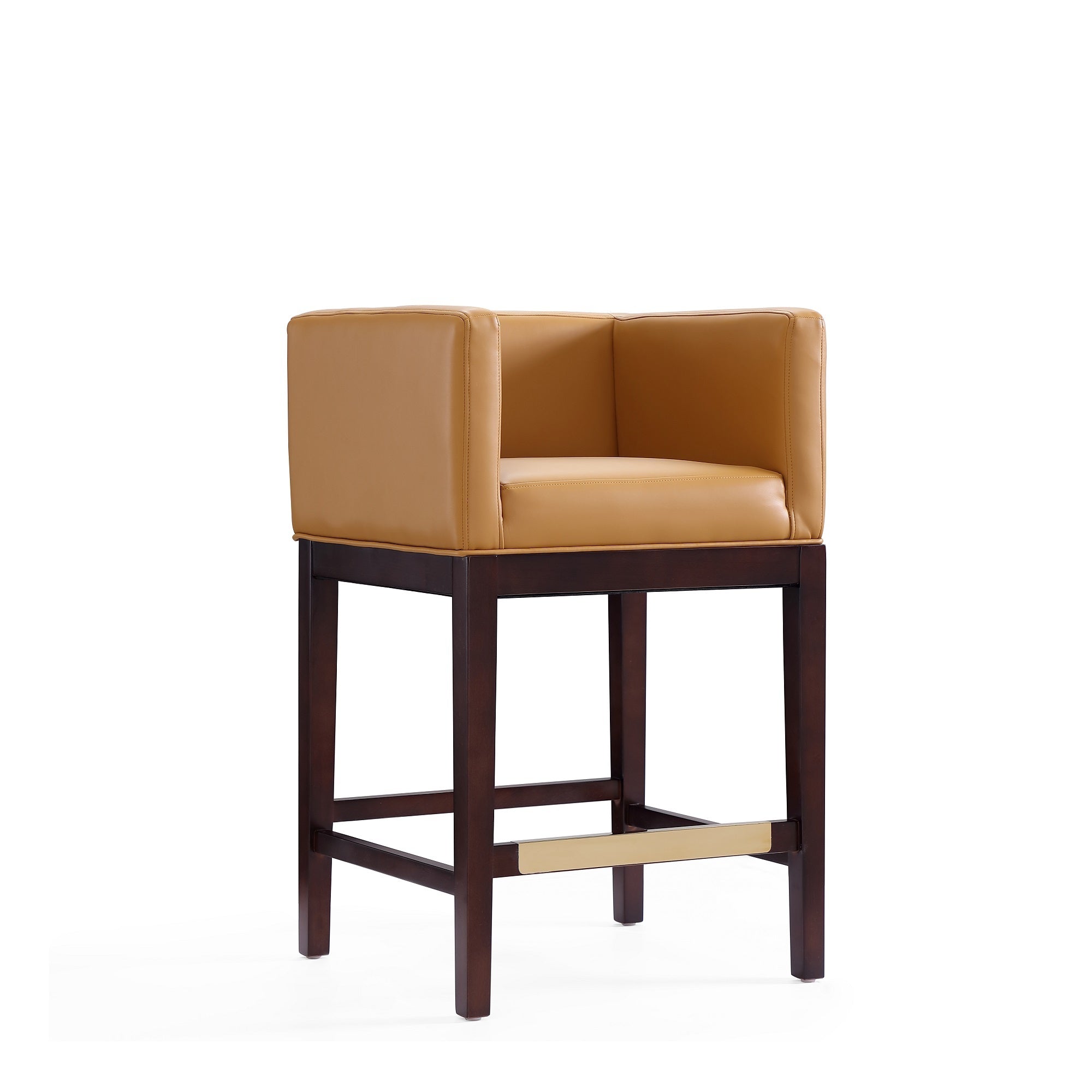 Kingsley Wood Upholstered Counter Stool in Camel