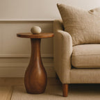Solid Wood Curved Base Side Table for Modern Living.