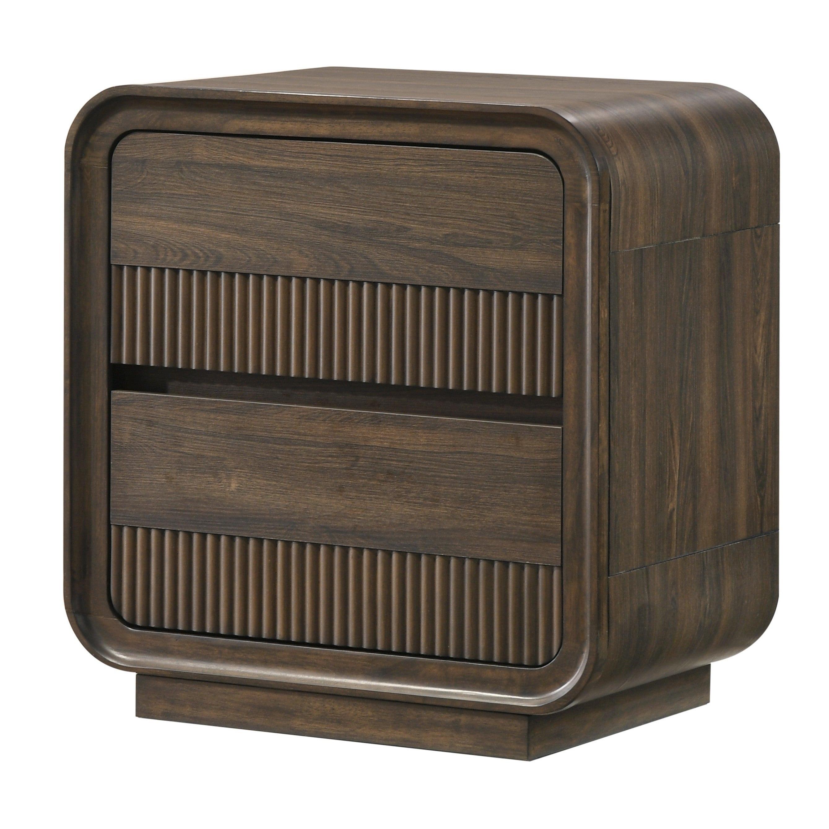 Mid-century Nightstand with Two Drawer Storage.