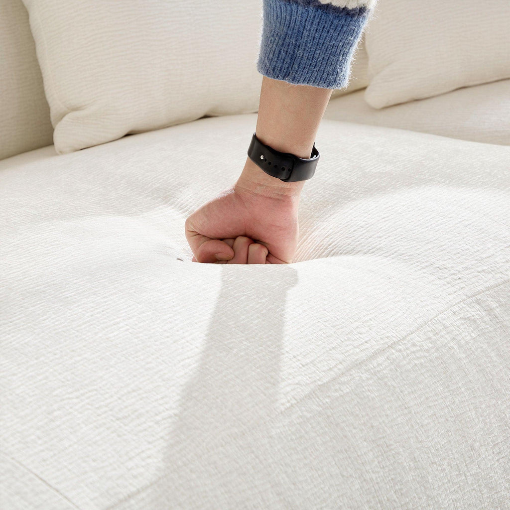 Oversized L-Shape Sectional Sofa with Ottoman - Beige.