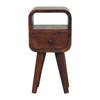 Solid Wood Extra Mini Chestnut Curve Open Slot Bedside
